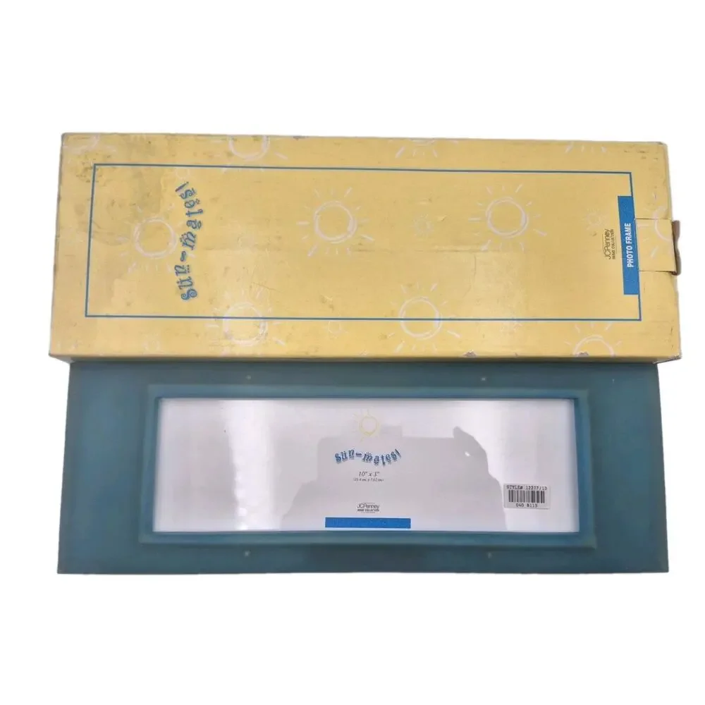 Sun-Mates Blue Acrylic 10x3 Photo Frame UNUSED JC Penney Home 13X5